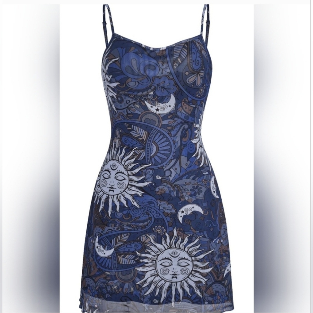 90s Sun and Moon Mini Dress